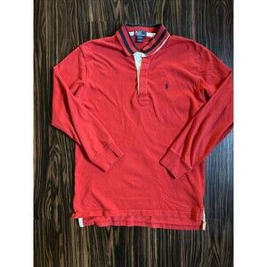 Vintage Ralph Lauren Rugby Polo Shirt Boy Large Red Pony Youth 90s Preppy